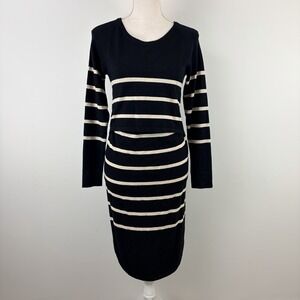 Ripe Maternity Valerie Nursing Tunic Dress Black Ecru Stripe‎ L NWT